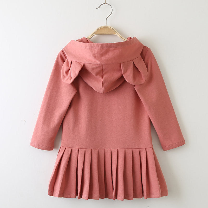 Girl Hoodie Dress with Rabbit Ears