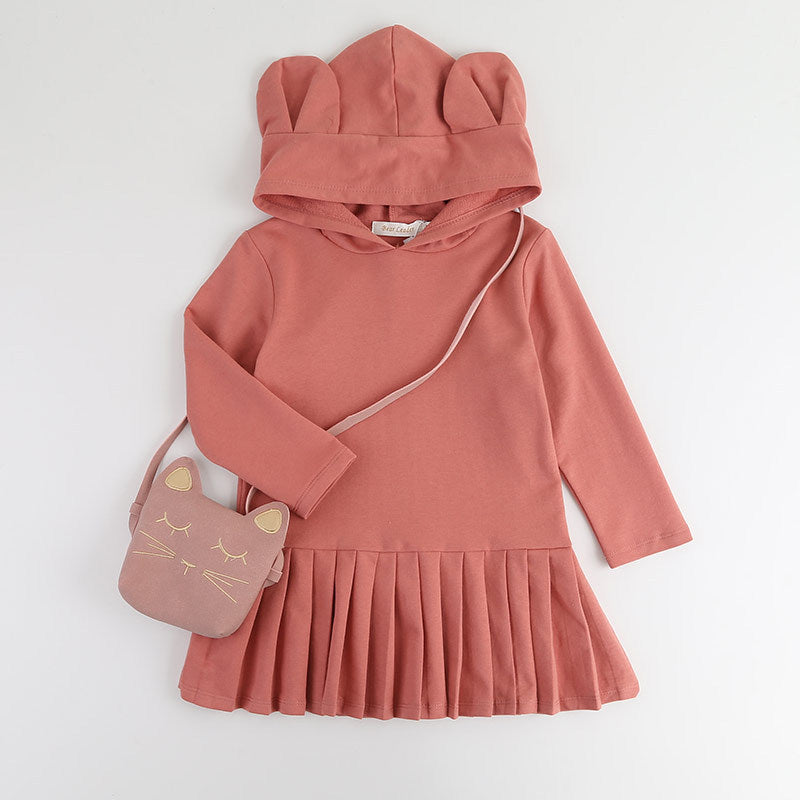 Girl Hoodie Dress with Rabbit Ears