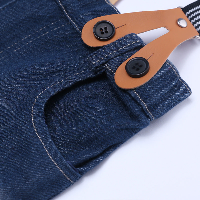 A Red Shirt and Jeans With Straps Sets