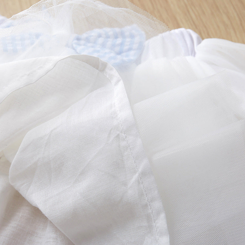 Gauze Fly Sleeve Shirt + Bow Waist Skirt