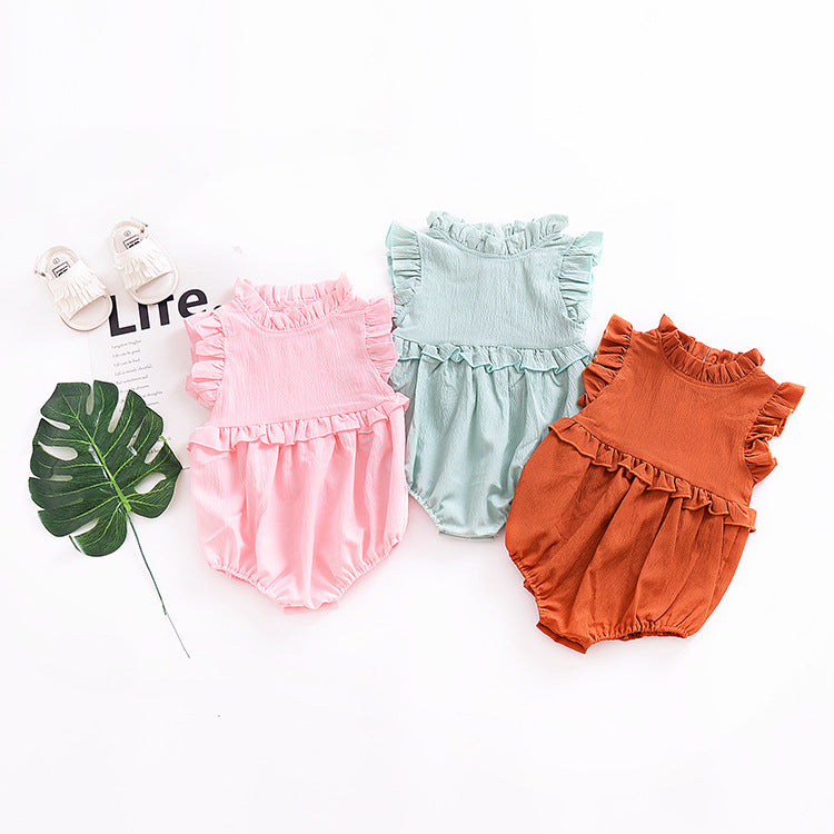 Multi-colored Lace Collar Sleeveless One-piece Climbing suit