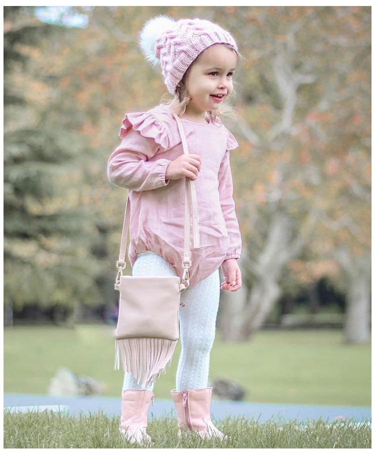 Autumn Girl Baby Fly Sleeve Tummy Climbing Suit